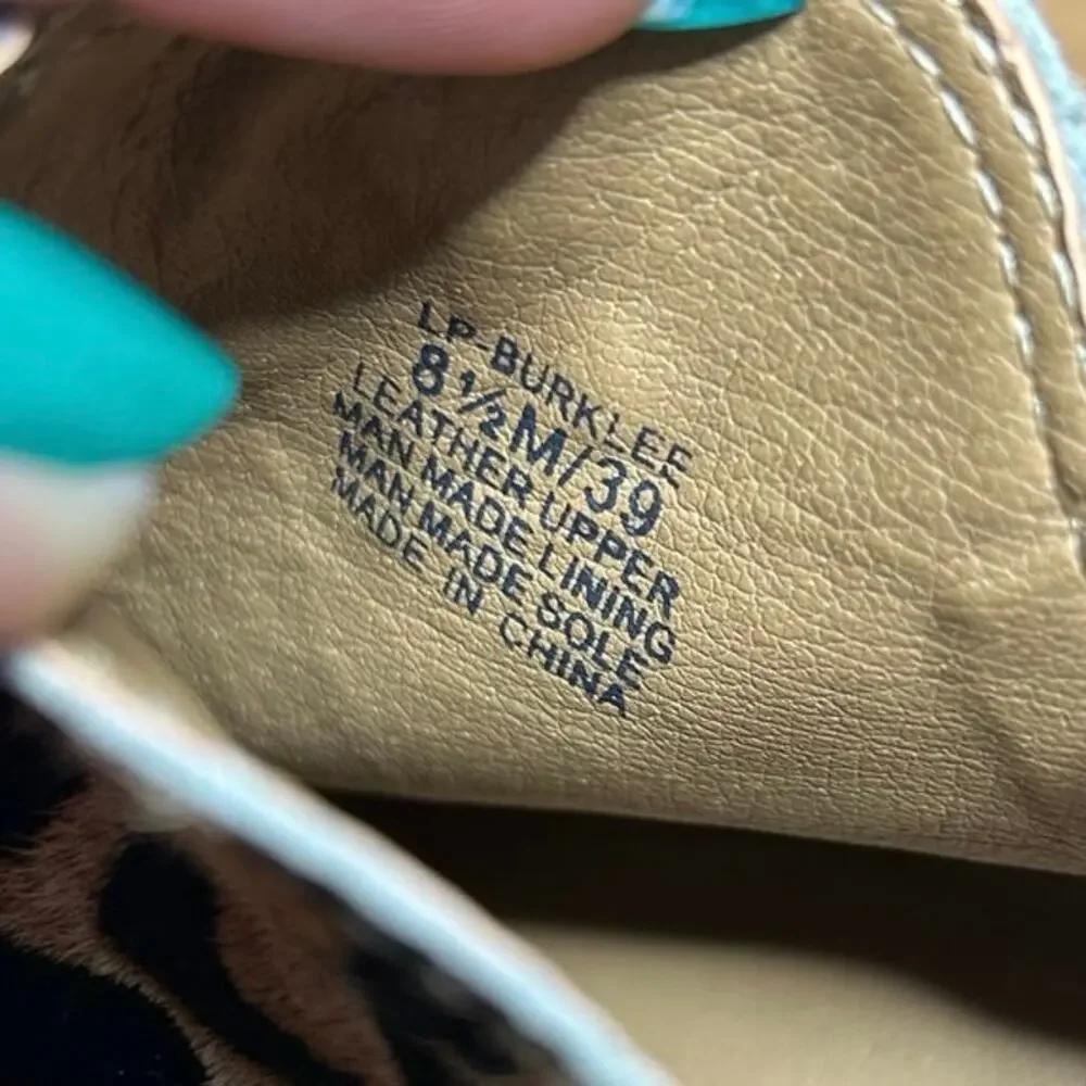 Lucky Brand Basel Double Zipper Ankle Boots Cheetah Leopard Print Leather 8.5